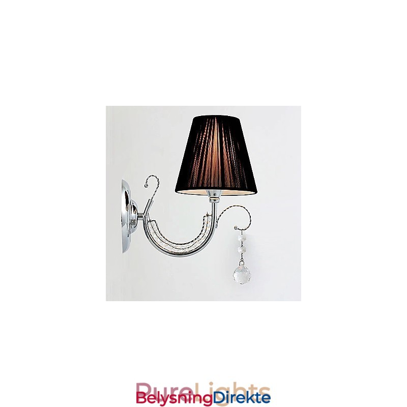 Moderne Vegglampe Med Stoffskjerm I Lysekronestil, Krystalldråpeformet Arm