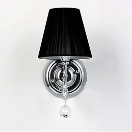 Moderne Vegglampe Med Stoffskjerm I Lysekronestil, Krystalldråpeformet Arm