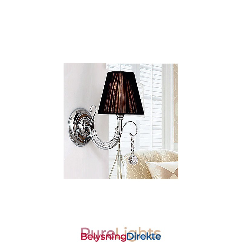 Moderne Vegglampe Med Stoffskjerm I Lysekronestil, Krystalldråpeformet Arm