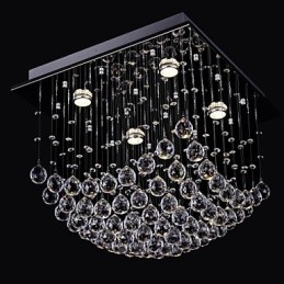 Elegant Kinesisk Krystalllysekrone Med 4 Lys Og Innfelt Montering