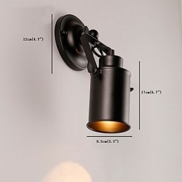 Vintage Vegglampe I Svart Metall I Loftstil, Stue, Spisestue, Gang, Kafé, Barer, Bar, Vegglampe