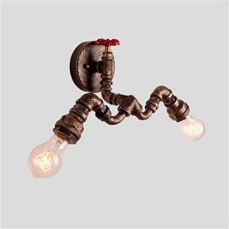 Vintage Industrielle Rørvegglamper Kreative Lys Restaurant Kafé Bar Dekorasjonsbelysning Med 2 Lys Malt Finish