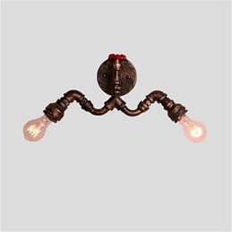 Vintage Industrielle Rørvegglamper Kreative Lys Restaurant Kafé Bar Dekorasjonsbelysning Med 2 Lys Malt Finish