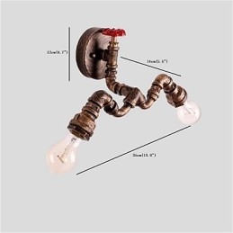 Vintage Industrielle Rørvegglamper Kreative Lys Restaurant Kafé Bar Dekorasjonsbelysning Med 2 Lys Malt Finish