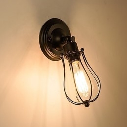 Vintage Vegglampe Industriell Vegglampe Svart Metalltråd Burvegglampe
