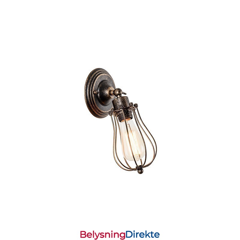 Vintage Vegglampe Industriell Vegglampe Svart Metalltråd Burvegglampe