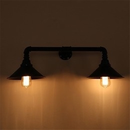 2 Hoder Retro Industrielle Rørvegglamper Enkel Loft Svart Metall Spisestue Kjøkken Bar Kafé Dekorasjonsbelysning
