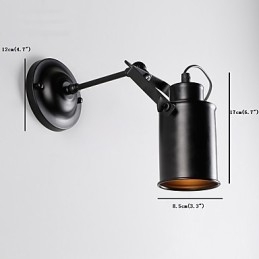 Vintage Vegglampe I Svart Metall I Loftstil, Stue, Spisestue, Gang, Kafé, Barer, Bar, Vegglampe