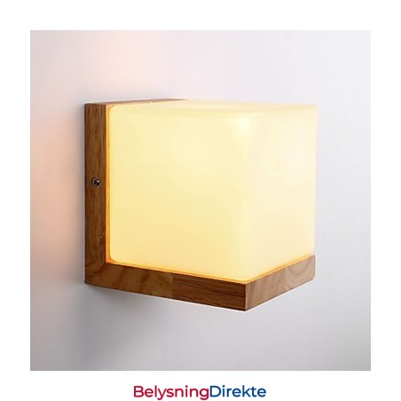 Vegglampe I Tre, Glassskjerm, 110V Eller 220V, Landlig Stil