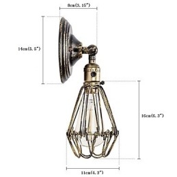 Vegglampe Vintage Innendørs Vinkeljusterbar Metallvegglampe Retro Vegglampe Med Trådbur