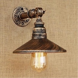 Industriell Stil Nordisk Vannrørsvegglampe Vegglampe Brun Antikk