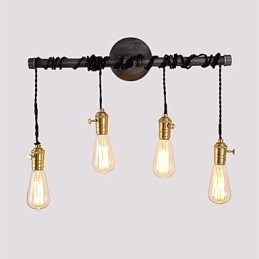 Vintage Industrielle Rørvegglamper Med Bryter Kreative Lys Restaurant Kafé Bar Dekorasjonsbelysning Med 4 Lys Malt Overflate