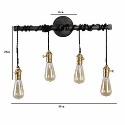 Vintage Industrielle Rørvegglamper Med Bryter Kreative Lys Restaurant Kafé Bar Dekorasjonsbelysning Med 4 Lys Malt Overflate