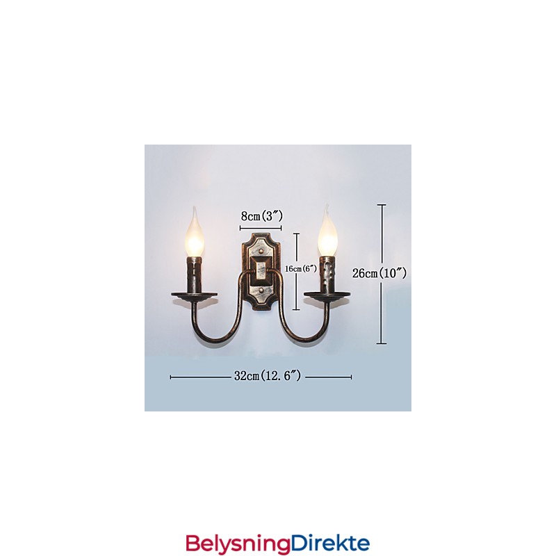 Retro Enkel Vegglampe Korridor Entré Dobbel Hodelampe Soverom Stue Vegglampe Belysning