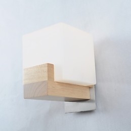 Enkel Vegglampe, Nattbordslampe Med Glassskjerm Og Heltre Til Soverom, Kommode, Stue, Babyrom, Studentrom, Salongbord, Bokhylle