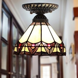 Europeisk Landlig Kreativ Kunst Farget Glass Absorberer Kuppellampelys