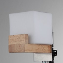 Enkel Vegglampe, Nattbordslampe Med Glassskjerm Og Heltre Til Soverom, Kommode, Stue, Babyrom, Studentrom, Salongbord, Bokhylle