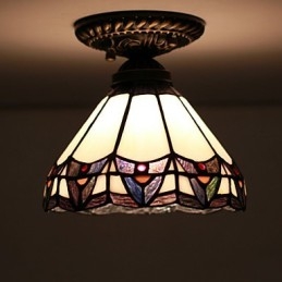 Europeisk Landlig Kreativ Kunst Farget Glass Absorberer Kuppellampelys