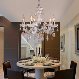 Upligh Krom Taklampe Stearinlys Akryl Armatur Lysekrone Anheng