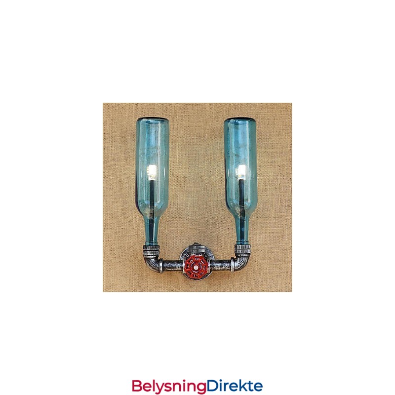 Retro Industriell Vindbryter Med Vannflaske Vegglampe Blå
