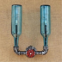 Retro Industriell Vindbryter Med Vannflaske Vegglampe Blå