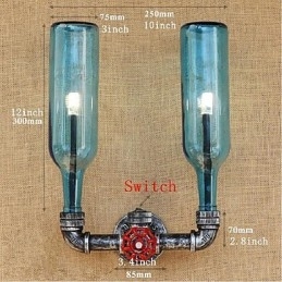 Retro Industriell Vindbryter Med Vannflaske Vegglampe Blå