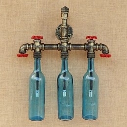 Retro Industriell Vindbryter Med Vannflaske Vegglampe Blå