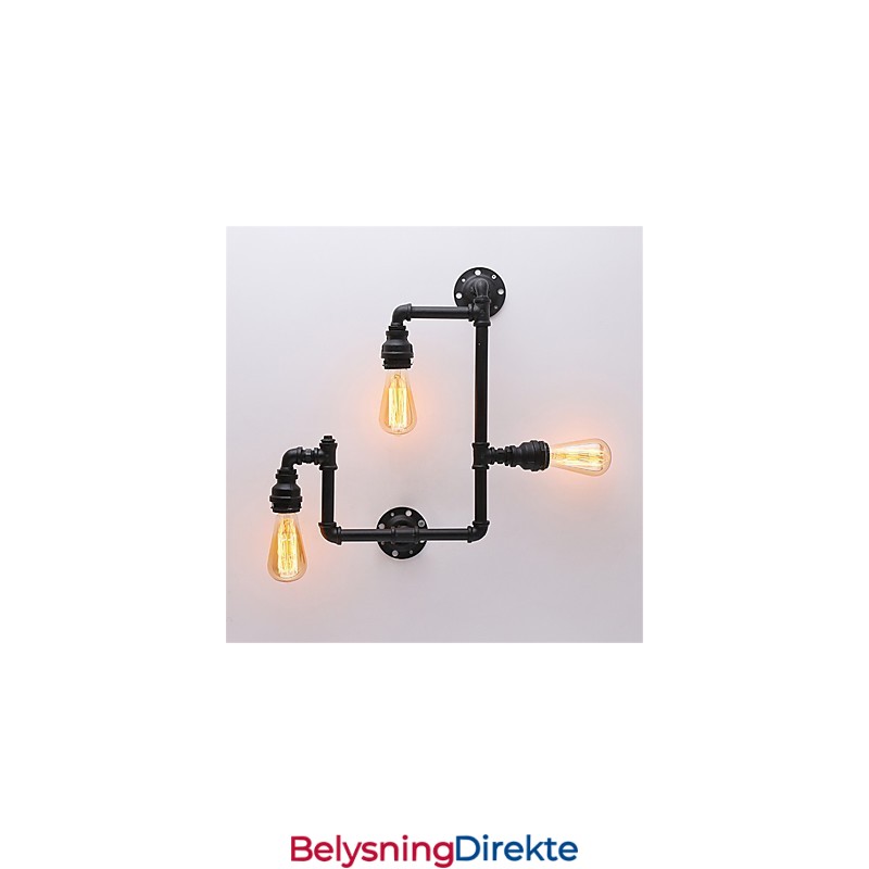 3 Hoder Vintage Industrielle Rørvegglamper Svarte Kreative Lys Restaurant Kafé Bar Dekorasjonsbelysning
