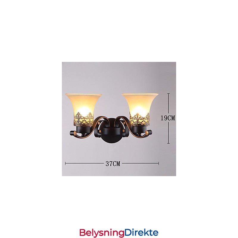 Dobbelthodet Amerikansk Landlig Vintage Vegglampe I Metall Med Glass For Kantine, Stue, Entré, Dekorer Vegglampe