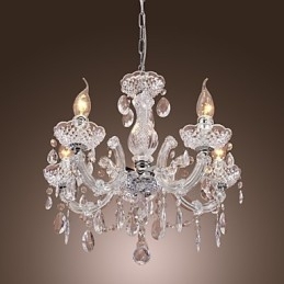 Upligh Krom Taklampe Stearinlys Akryl Armatur Lysekrone Anheng