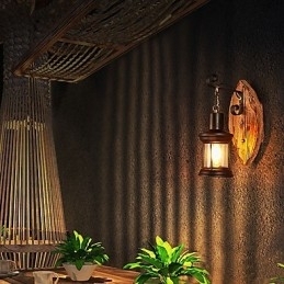 Enkelthodet Industriell Vintage Retro Tre Metall Maling Farge Vegglampe For Hjem Hotell Korridor Dekor Vegglampe