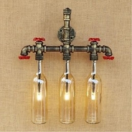 Retro Industriell Vindbryter Med Vannflaske Vegglampe Vegglampe Amber