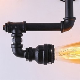 Vintage Industrielle Rørvegglamper Svarte Kreative Lys Restaurant Kafé Bar Dekorasjonsbelysning Med 3 Lys Malt Finish