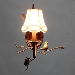 Nordamerikansk Vintage Vegglampe I Metall Med Fugl Og Kongle I Harpiks, Egnet For Stue/Spisestue