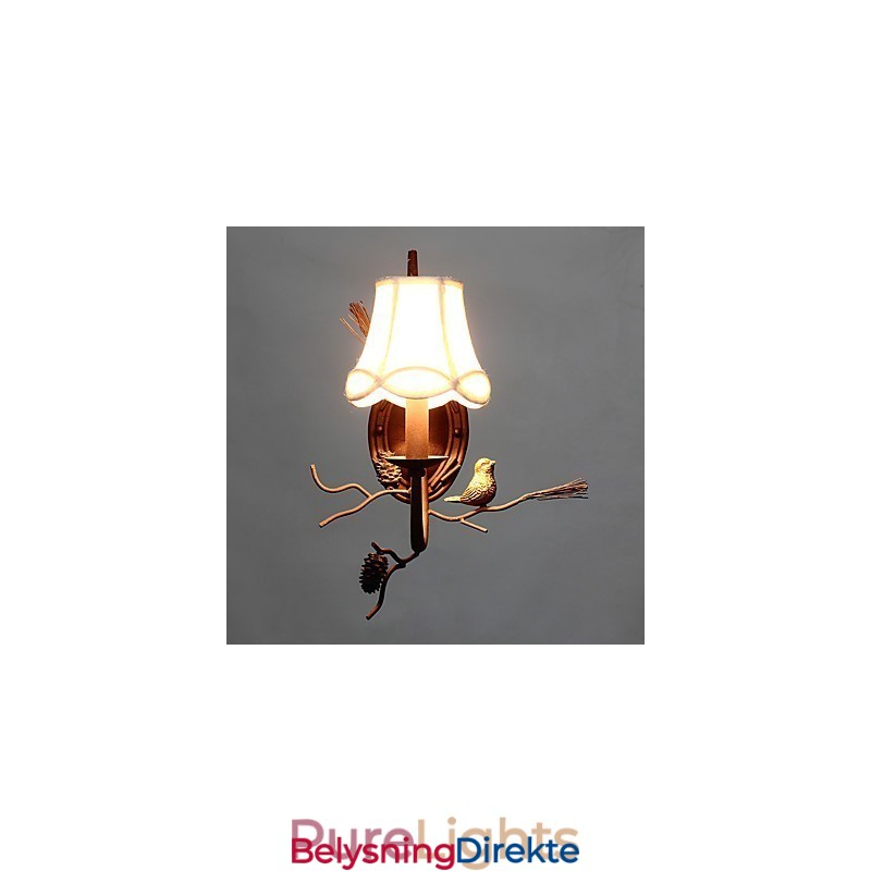 Nordamerikansk Vintage Vegglampe I Metall Med Fugl Og Kongle I Harpiks, Egnet For Stue/Spisestue