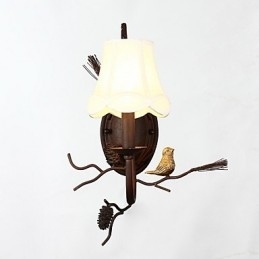 Nordamerikansk Vintage Vegglampe I Metall Med Fugl Og Kongle I Harpiks, Egnet For Stue/Spisestue