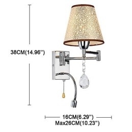 Vegglampe Til Soverom Leselampe Stofflampe Moderne Samtidsriktig Landlig Kromfunksjon Krystall Svingarm