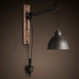 Amerikansk Landlig Vegglampe Retro Kreativ Vegglampe I Tre Med Trinser
