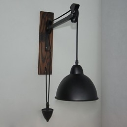 Amerikansk Landlig Vegglampe Retro Kreativ Vegglampe I Tre Med Trinser