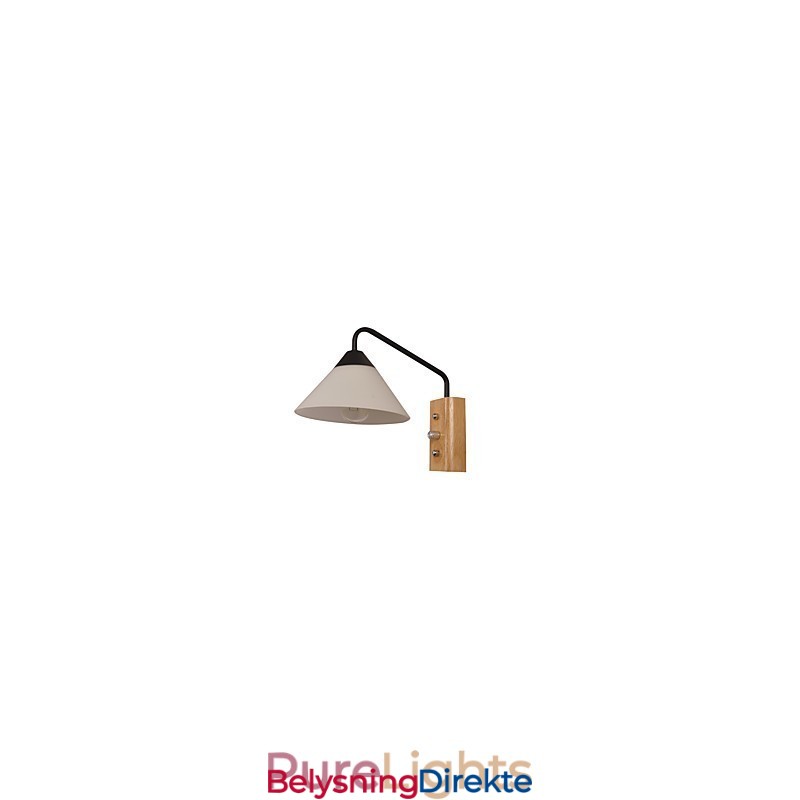 Enkel Vegglampe, Nattbordslampe Med Glassskjerm Og Heltre Til Soverom, Kommode, Stue, Babyrom, Studentrom, Salongbord, Bokhylle