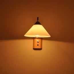 Enkel Vegglampe, Nattbordslampe Med Glassskjerm Og Heltre Til Soverom, Kommode, Stue, Babyrom, Studentrom, Salongbord, Bokhylle