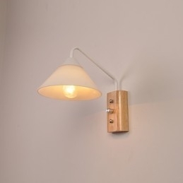 Enkel Vegglampe, Nattbordslampe Med Glassskjerm Og Heltre Til Soverom, Kommode, Stue, Babyrom, Studentrom, Salongbord, Bokhylle