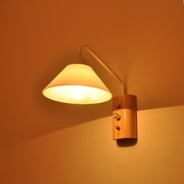 Enkel Vegglampe, Nattbordslampe Med Glassskjerm Og Heltre Til Soverom, Kommode, Stue, Babyrom, Studentrom, Salongbord, Bokhylle