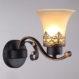 Amerikansk, Landlig Vintage Vegglampe I Metall Med Glass, Enkelt Hode, For Kantine, Stue, Entré, Dekorer Vegglampe