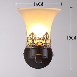 Amerikansk, Landlig Vintage Vegglampe I Metall Med Glass, Enkelt Hode, For Kantine, Stue, Entré, Dekorer Vegglampe