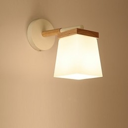 Firkantet Glassskjermvegglampe For Soverom Moderne Funksjon Omgivelseslys Vegglampe Vegglampe