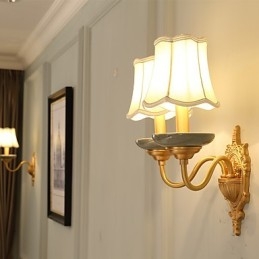 Enkel, Landlig, Tradisjonell, Klassisk Messingfunksjon For Mini-Stil, Opplyst Vegglampetter, Vegglampe I Pu