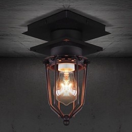 Retro Smijern Vegglampe Enkelthode Antikk Mimringslampe Loft Amerikansk Jern Vintage Liten Bur Taklampe
