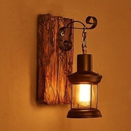 Enkelthodet Industriell Vintage Retro Tre Metall Maling Farge Vegglampe For Hjem Hotell Korridor Dekor Vegglampe