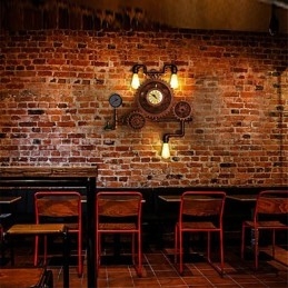 Vintage Industrielle Rørvegglamper I Treform, Kreative, Dreibare Lys, Restaurant, Kafé, Bar, Dekorasjonsbelysning